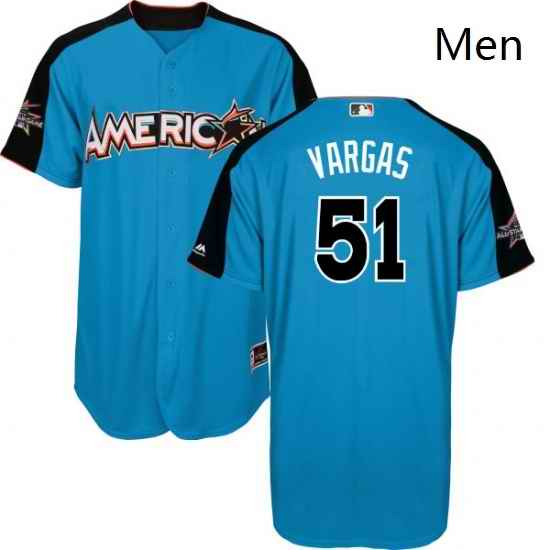 Mens Majestic Kansas City Royals 51 Jason Vargas Replica Blue American League 2017 MLB All Star MLB Jersey